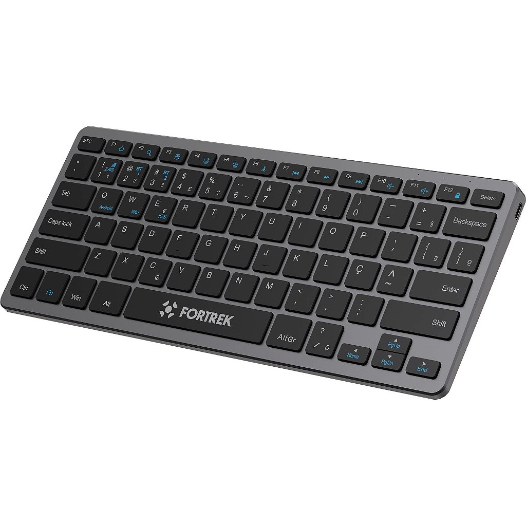 Teclado Sem Fio Fortrek KB11 Compacto Bluetooth e 2.4GHz Dual Mode 78 Teclas ABNT2 Bateria Recarregável Grafite - Imagem 3