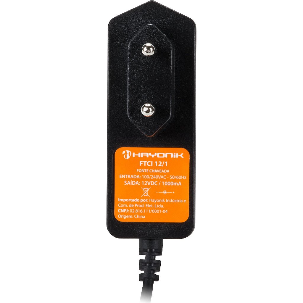 Fonte Chaveada Hayonik FTCI 12/1 12V 1A 12W Bivolt Plug P4 5.5x2.1mm - Imagem 3