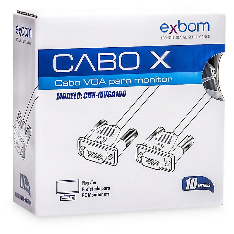 Cabo VGA Macho x 10 Metros com Filtro DB15 Exbom CBX-MVGA100 - Imagem 3
