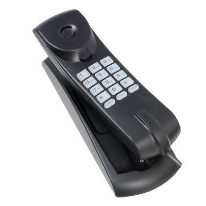 Telefone Fixo com Fio Intelbras TC20 Gôndola Preto com Teclado no Fone, Funções Mudo, Rediscar e Suporte de Parede