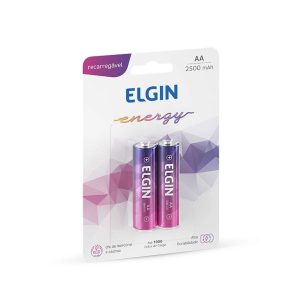 Pilha Recarregável Elgin AA 2500mAh 1.2V Ni-MH Cartela com 2 Unidades