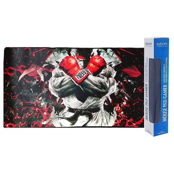Mousepad Gamer Exbom Ryu Street Fighter Extra Grande 700x350mm Base Emborrachada Bordas Costuradas MP-7035C11