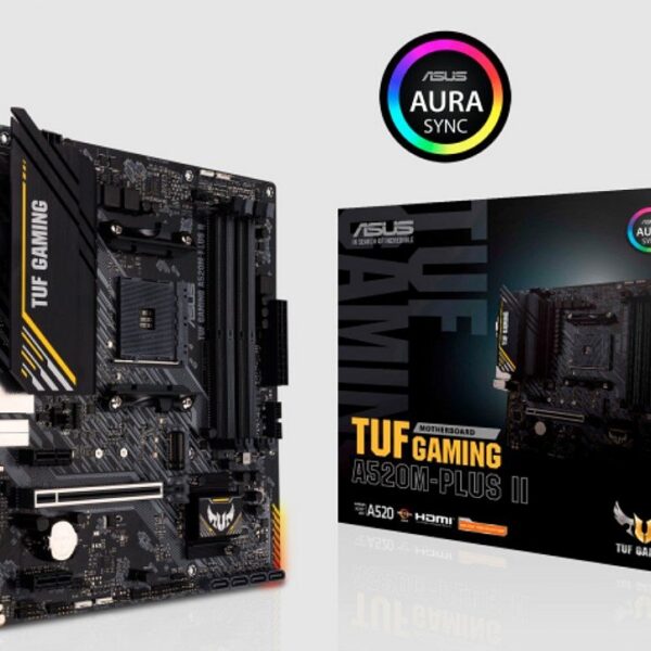 Placa-Mãe AM4 A520 Asus TUF GAMING A520M-PLUS II DDR4 NVMe M.2 HDMI DisplayPort mATX