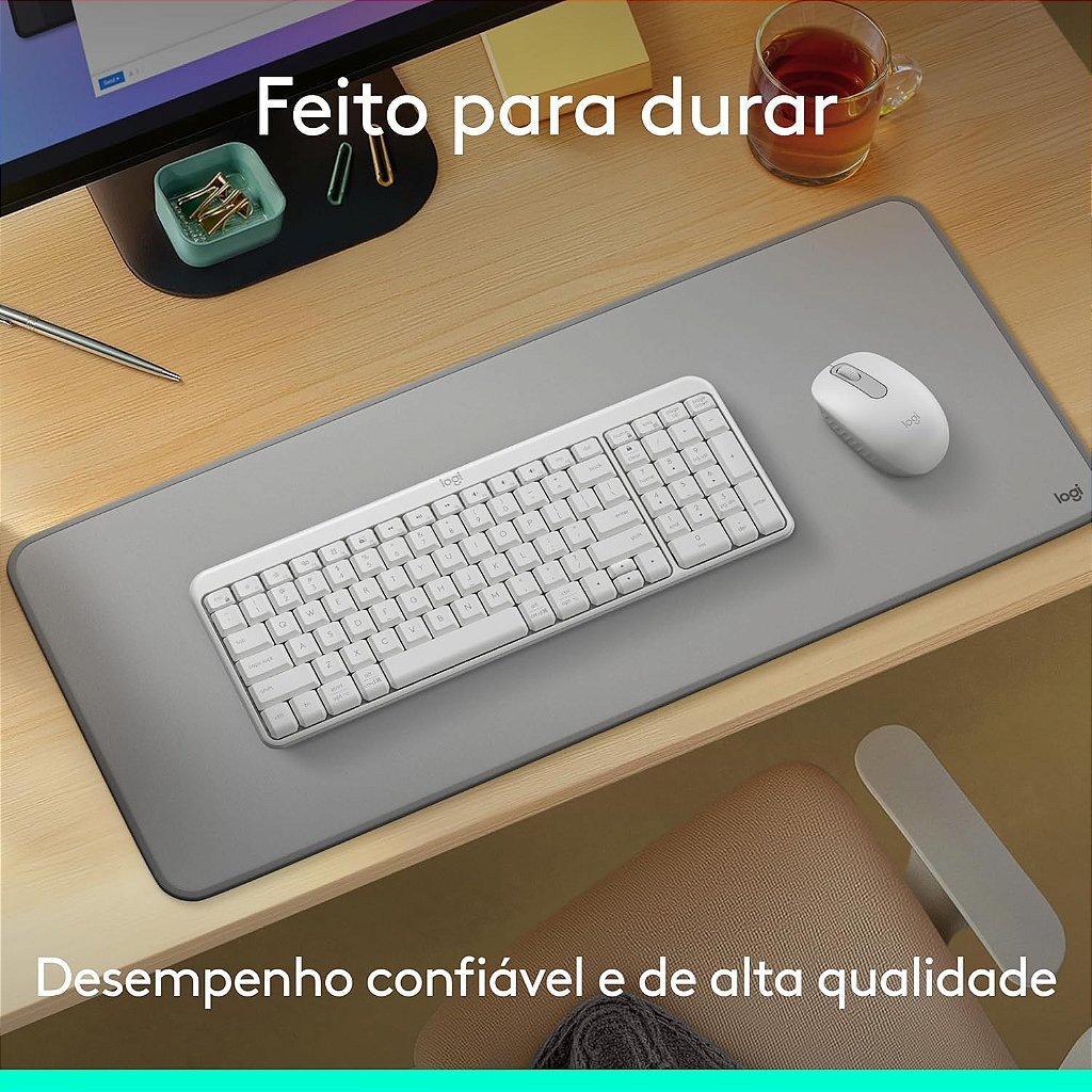 Kit Teclado e Mouse Sem Fio Logitech MK250 Bluetooth Branco