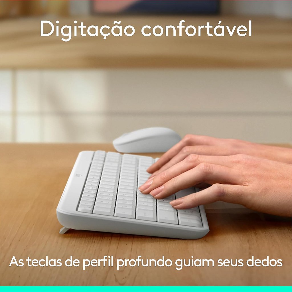 Kit Teclado e Mouse Sem Fio Logitech MK250 Bluetooth Branco