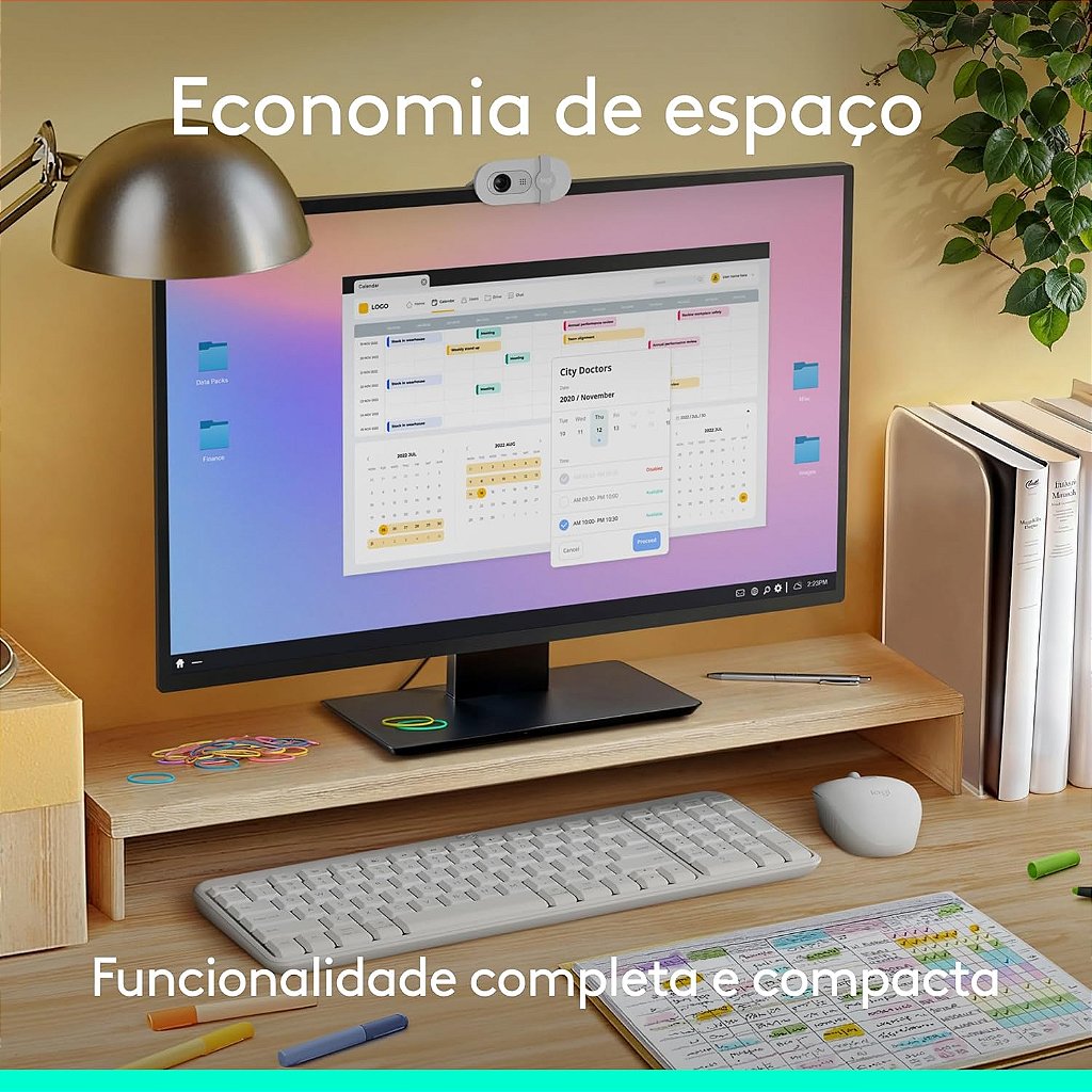 Kit Teclado e Mouse Sem Fio Logitech MK250 Bluetooth Branco