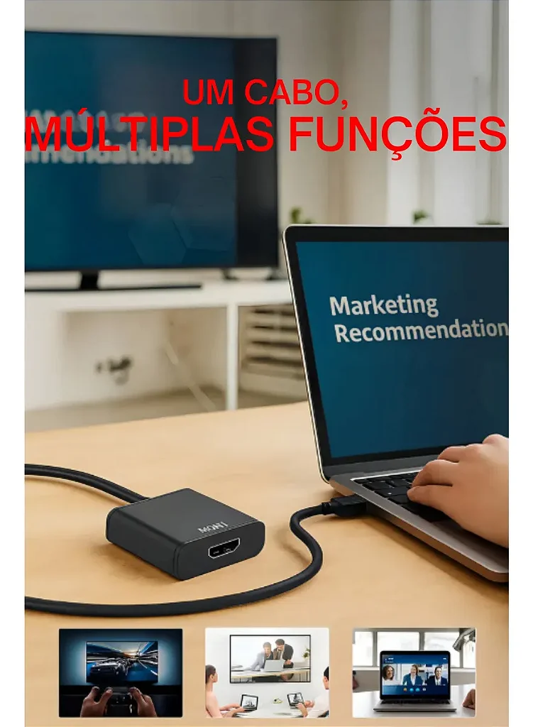 Adaptador Knup USB 3.0 para HDMI Full HD 1080p Plug and Play Preto