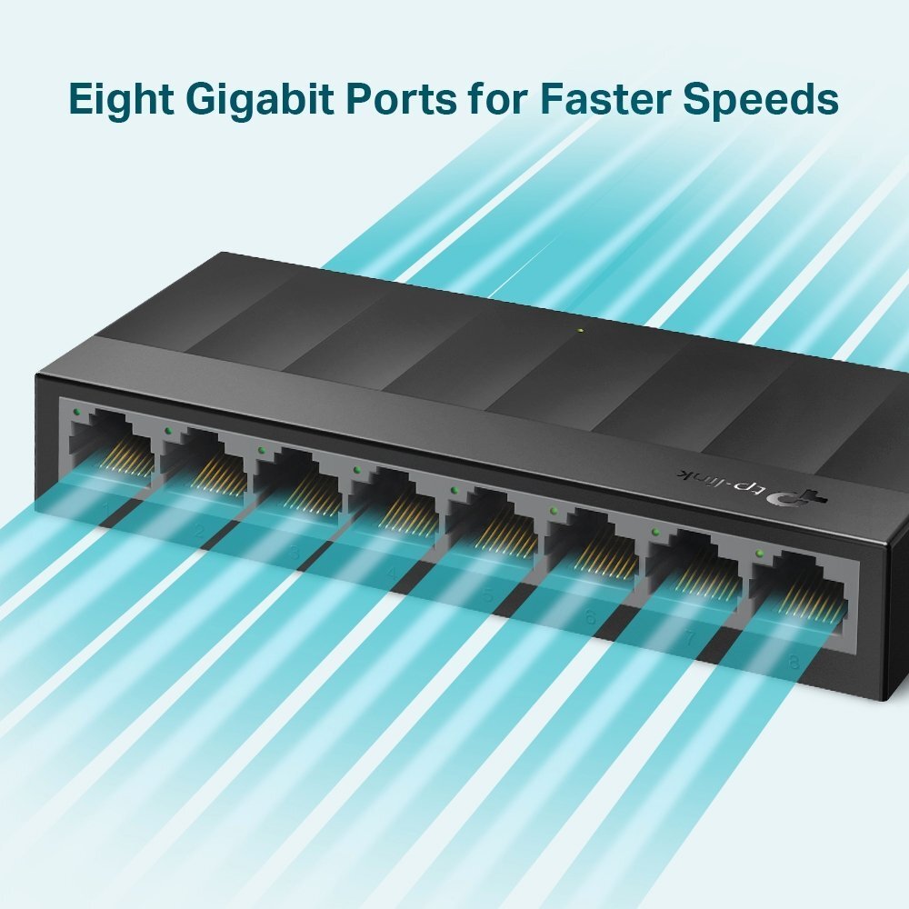 Switch de Rede GIGABIT TP-LINK LS1008G 8 Portas 10/100/1000Mbps Mesa Plug and Play Preto MTP0021
