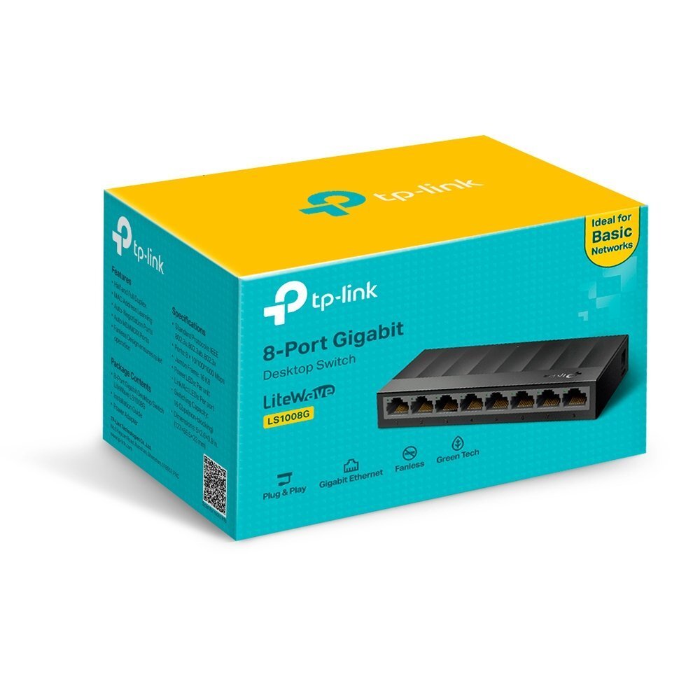 Switch de Rede GIGABIT TP-LINK LS1008G 8 Portas 10/100/1000Mbps Mesa Plug and Play Preto MTP0021