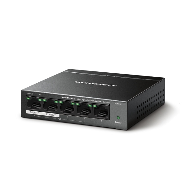 Switch de Mesa Mercusys MS105GP 5 Portas Gigabit com 4 PoE+ 65W
