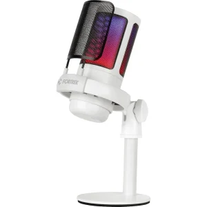 Microfone Gamer Fortrek MIC10 USB Cardioide com Iluminação Branco