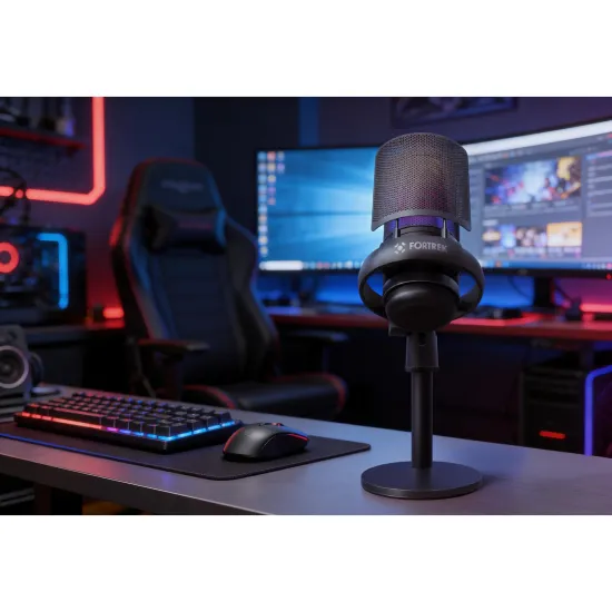 Microfone Gamer Fortrek MIC10 USB Condensador Cardioide Preto