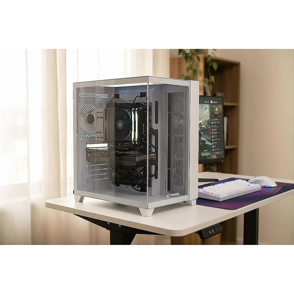 Gabinete FORTREK Clarity Full Mid-Tower ATX Vidro Temperado Aquário Sem Fonte Branco