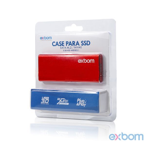Case Gaveta Externa para SSD M.2 SATA NGFF B-Key Exbom CGHD-M2831 USB 3.0 5Gbps Alumínio - Imagem 2