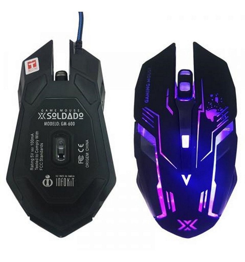 Mouse Gamer Infokit XSoldado GM-600 USB 3200 DPI LED 7 Cores - Imagem 5