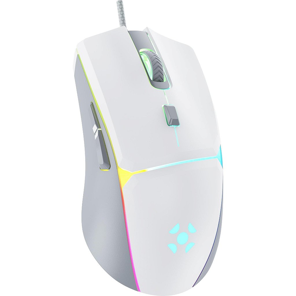 Mouse Gamer Fortrek Crusader Branco 7200DPI Switch Huano RGB USB - Imagem 4