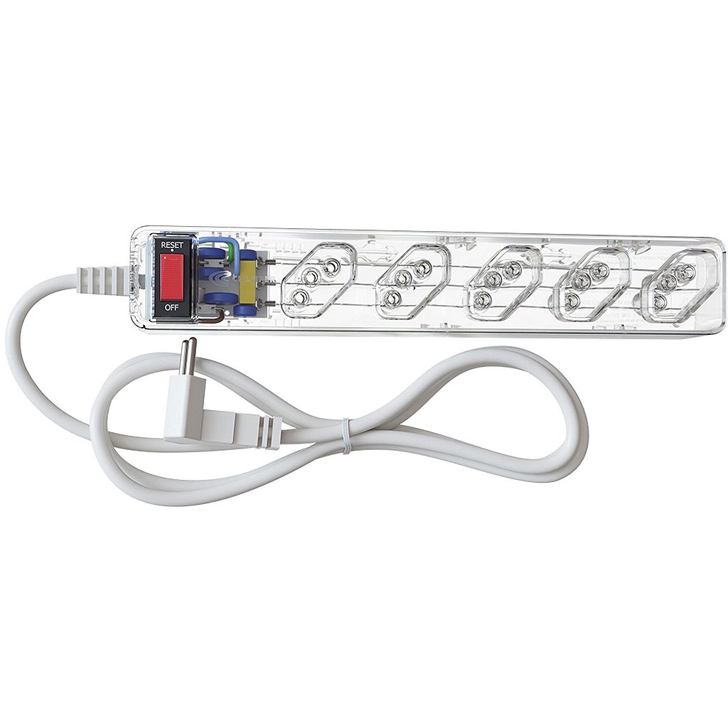 Filto de Linha Protetor de Surto 5 Tomadas 3 Pinos NBR Transparente iClamper - Imagem 4
