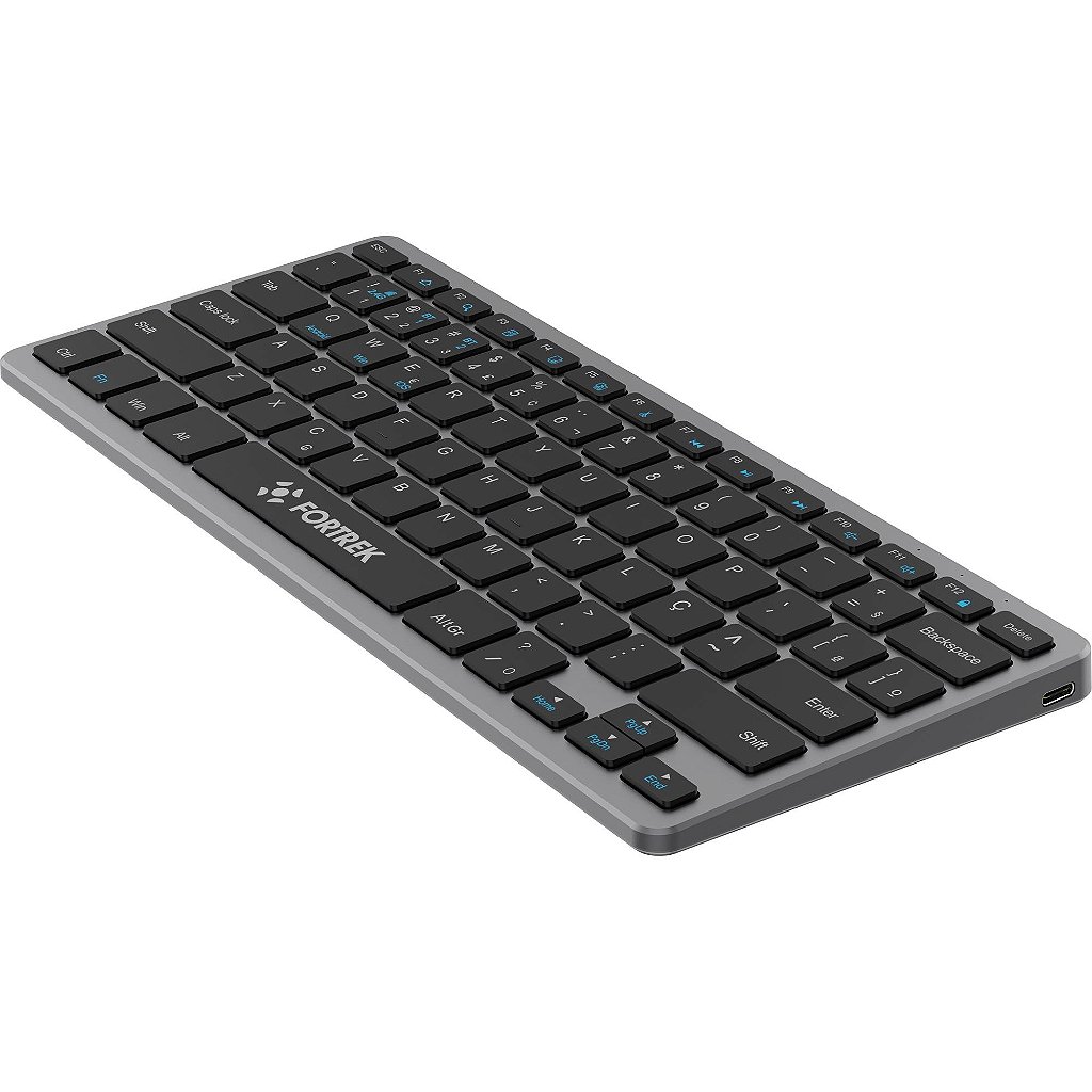 Teclado Sem Fio Fortrek KB11 Compacto Bluetooth e 2.4GHz Dual Mode 78 Teclas ABNT2 Bateria Recarregável Grafite - Imagem 4