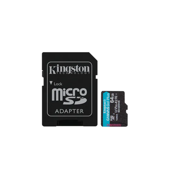 Cartão de Memória MicroSD Kingston Canvas Go! Plus 64GB Classe 10 200MB/s com Adaptador SD SDCG4/64GB