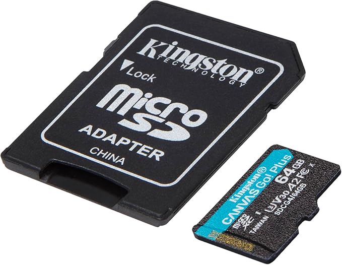 Cartão de Memória MicroSD Kingston Canvas Go! Plus 64GB Classe 10 200MB/s com Adaptador SD SDCG4/64GB