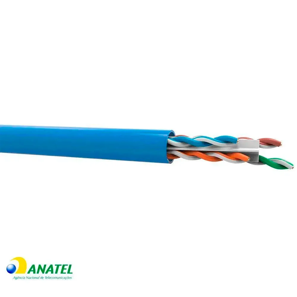 Cabo de Rede Intelbras Giga CAT.6 23AWG U/UTP 100% Cobre Azul IG6CAZ CX 305m