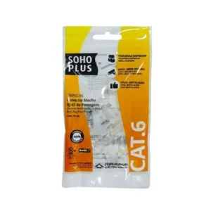Kit 10 Conectores RJ45 Macho SohoPlus Furukawa CAT6 para Cabo de Rede 35050297 C/ Passagem(vazado)