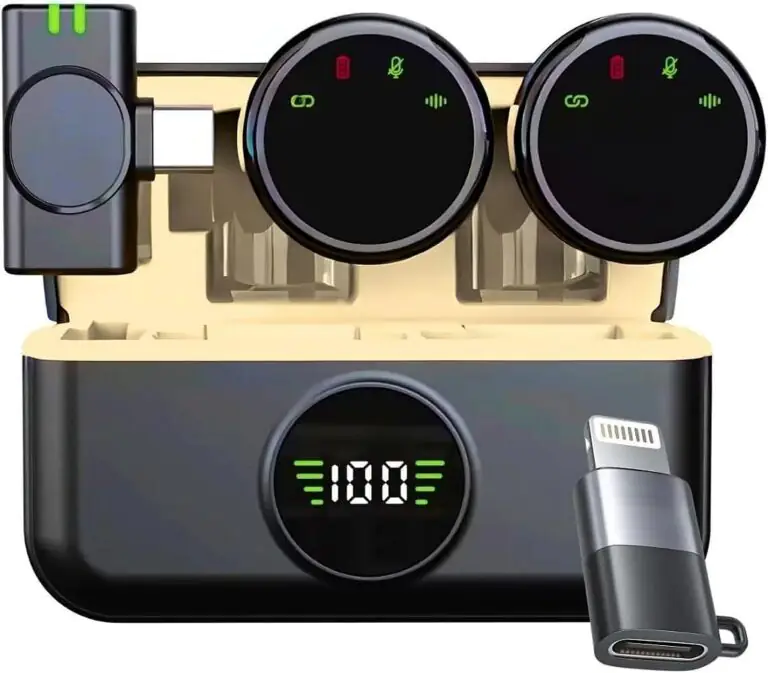 Kit Microfone de Lapela Duplo Sem Fio Genérica EL-1847 com Conector USB-C para Android e iPhone Preto