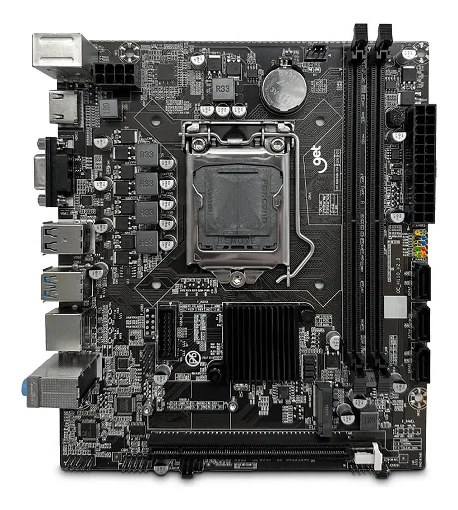 Placa-Mãe LGA1151 H110 GET H110M-GET DDR4 NVMe M.2 HDMI VGA USB 3.0 mATX