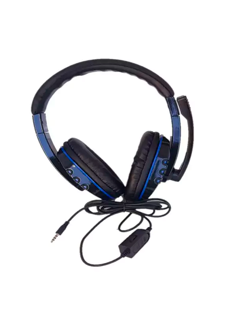 Headset Gamer Leboss FN-606 com Microfone Fixo Driver 40mm Conector P2 3.5mm 4 Vias Azul - Imagem 3
