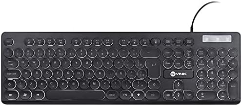 Teclado Vinik TC200 USB Slim com Fio Teclas Chocolate Redondas LED Branco Padrão ABNT2