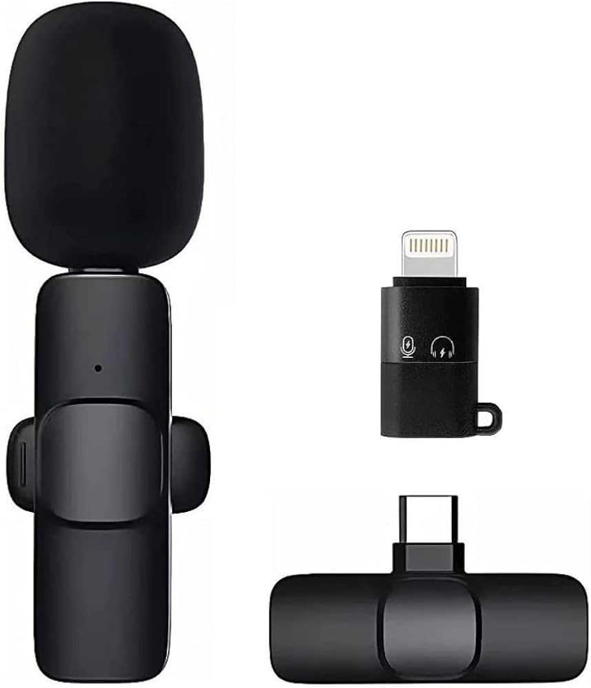 Microfone de Lapela Duplo Sem Fio Tomate MT-2217 com Receptor Tipo C e Adaptador Lightning para iPhone - Imagem 2