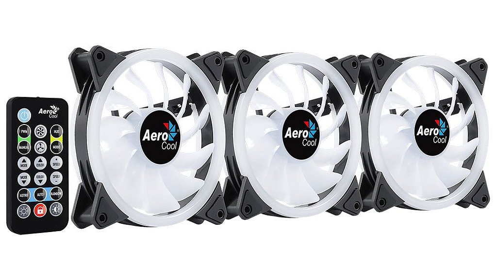 Kit 3 Coolers Fan Aerocool Duo 12 Pro 120mm ARGB Endereçável com Controladora e Controle Remoto - Imagem 5