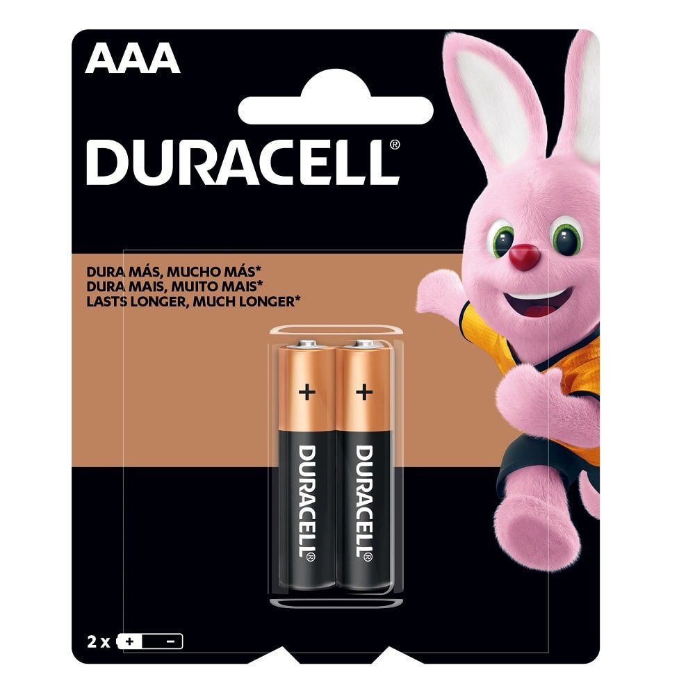 Pilha Alcalina Duracell AAA Palito MN2400 1.5V Cartela com 2 Unidades