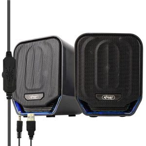 Caixa de Som Knup KP-7032 12W RMS PC Notebook Conexão P2 USB LED Azul