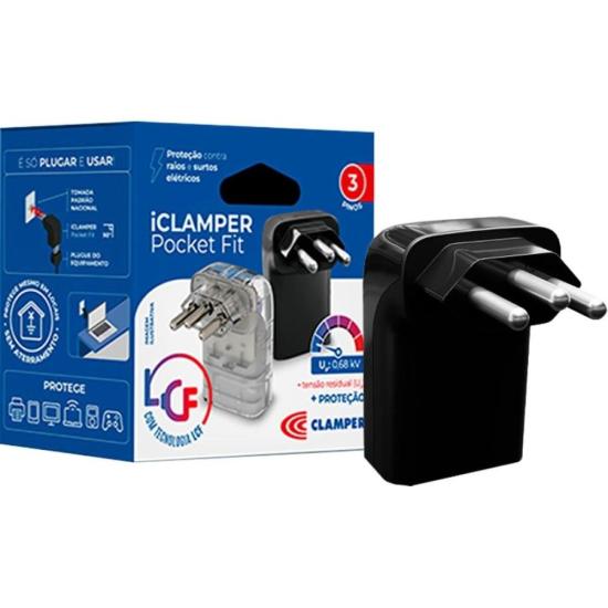 Protetor de Surto DPS Clamper Pocket Fit 1 Tomada 20A 3 Pinos Preto POCKET FIT BK - Imagem 5