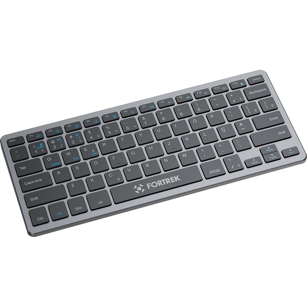 Teclado Sem Fio Fortrek KB11 Compacto Bluetooth e 2.4GHz Dual Mode 78 Teclas ABNT2 Bateria Recarregável Grafite - Imagem 5