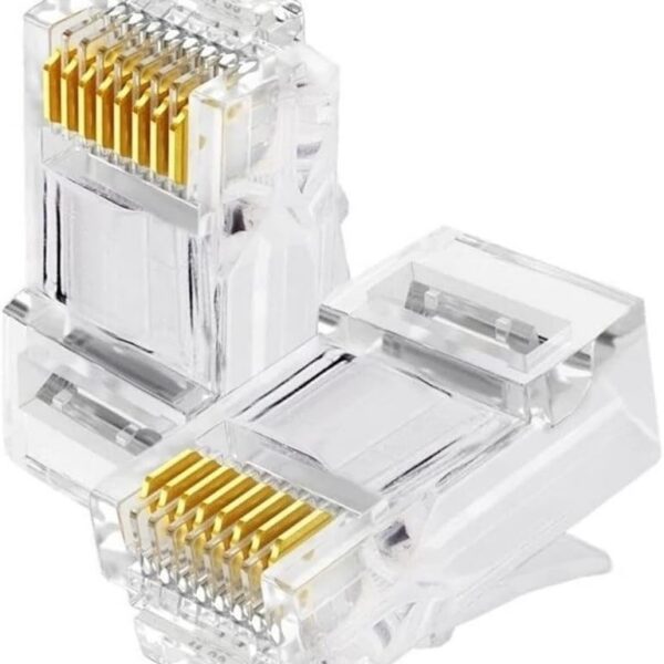 Conector RJ45 Macho Vazado Pass Through EZ Crimp Exbom CAT5e/CAT6 Pacote com 100 Unidades