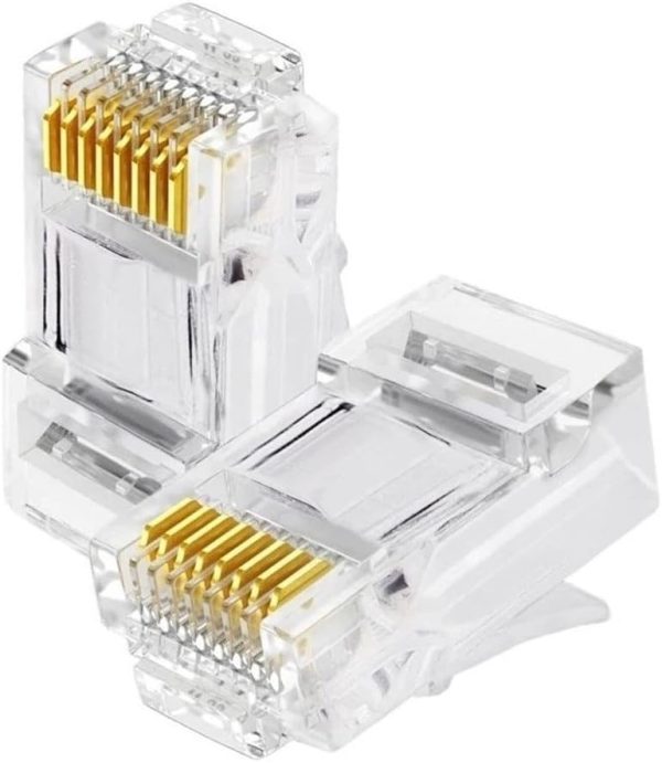 Conector RJ45 Macho Vazado Pass Through EZ Crimp Exbom CAT5e/CAT6 Pacote com 100 Unidades