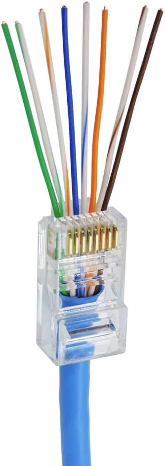 Conector RJ45 Macho Vazado Pass Through EZ Crimp Exbom CAT5e/CAT6 Pacote com 100 Unidades - Imagem 5