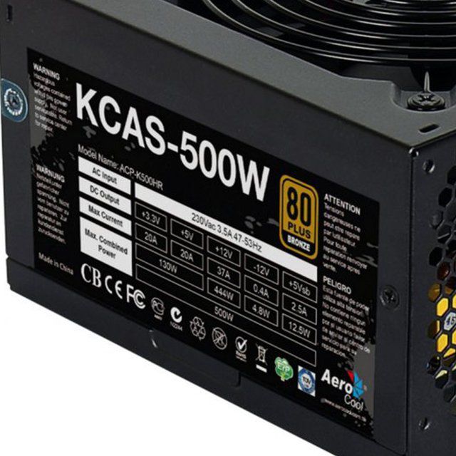 Fonte ATX 500W KCAS Aerocool 80 Plus Bronze Full Range PFC Ativo - Imagem 3