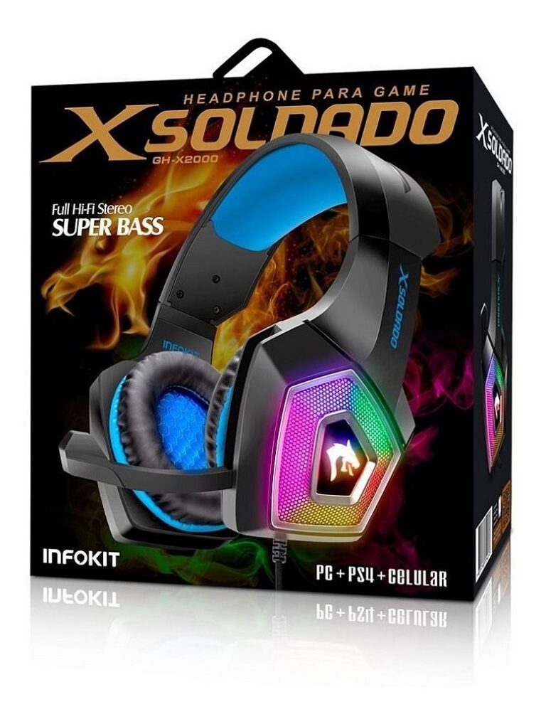 Headset Gamer Infokit GH-X2000 RGB com Microfone Articulado Drivers 40mm Conexão P2 3.5mm e USB
