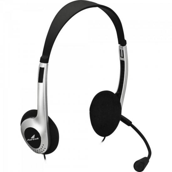 Headset FORTREK HBL101 Multimídia com Microfone Flexível Prata e Preto