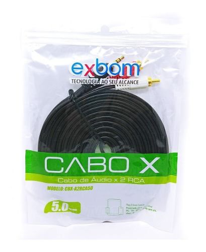 Cabo de Áudio P2 Estéreo para 2 RCA Macho Exbom CBX-A2RCA30 3 Metros - Imagem 2