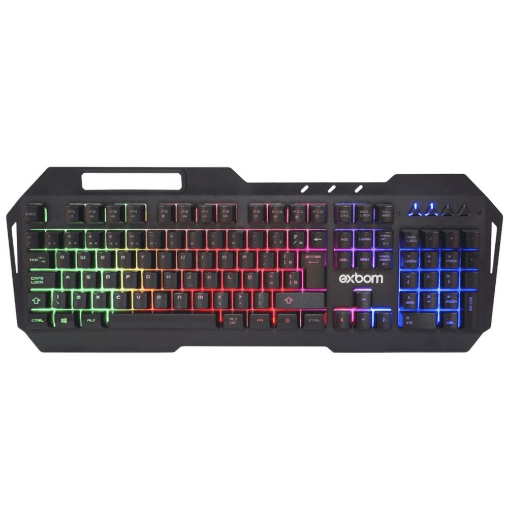 Kit Teclado e Mouse Gamer Exbom BK-G800 USB com Iluminação LED Rainbow Padrão ABNT2 Acabamento em Metal - Imagem 2