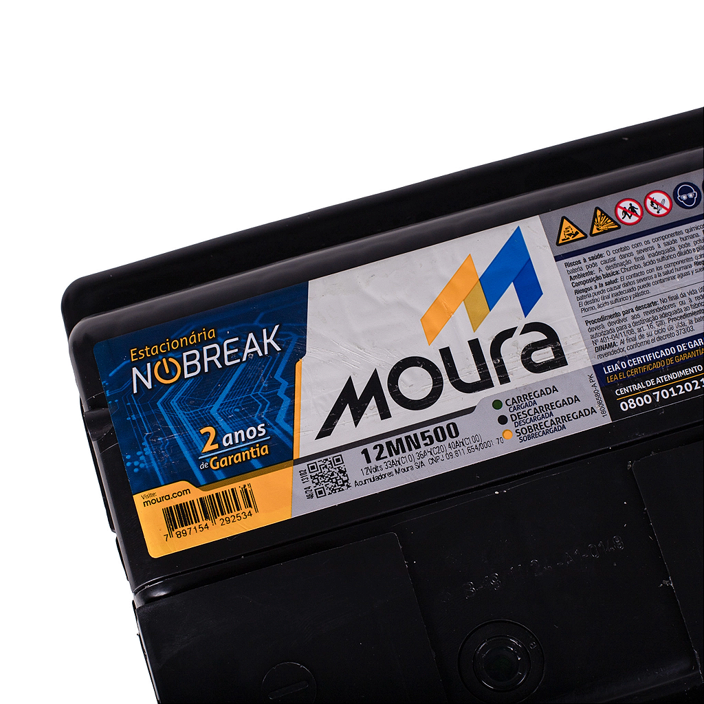 Bateria Estacionária Moura 12MN500 12V 36Ah Livre de Manutenção para NoBreak e Sistemas de Segurança - Imagem 4