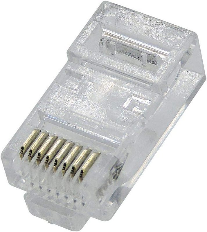 Conector RJ45 Macho Vazado EZ Crimp CAT5e/CAT6 Exbom Pacote com 10 Unidades - Imagem 3