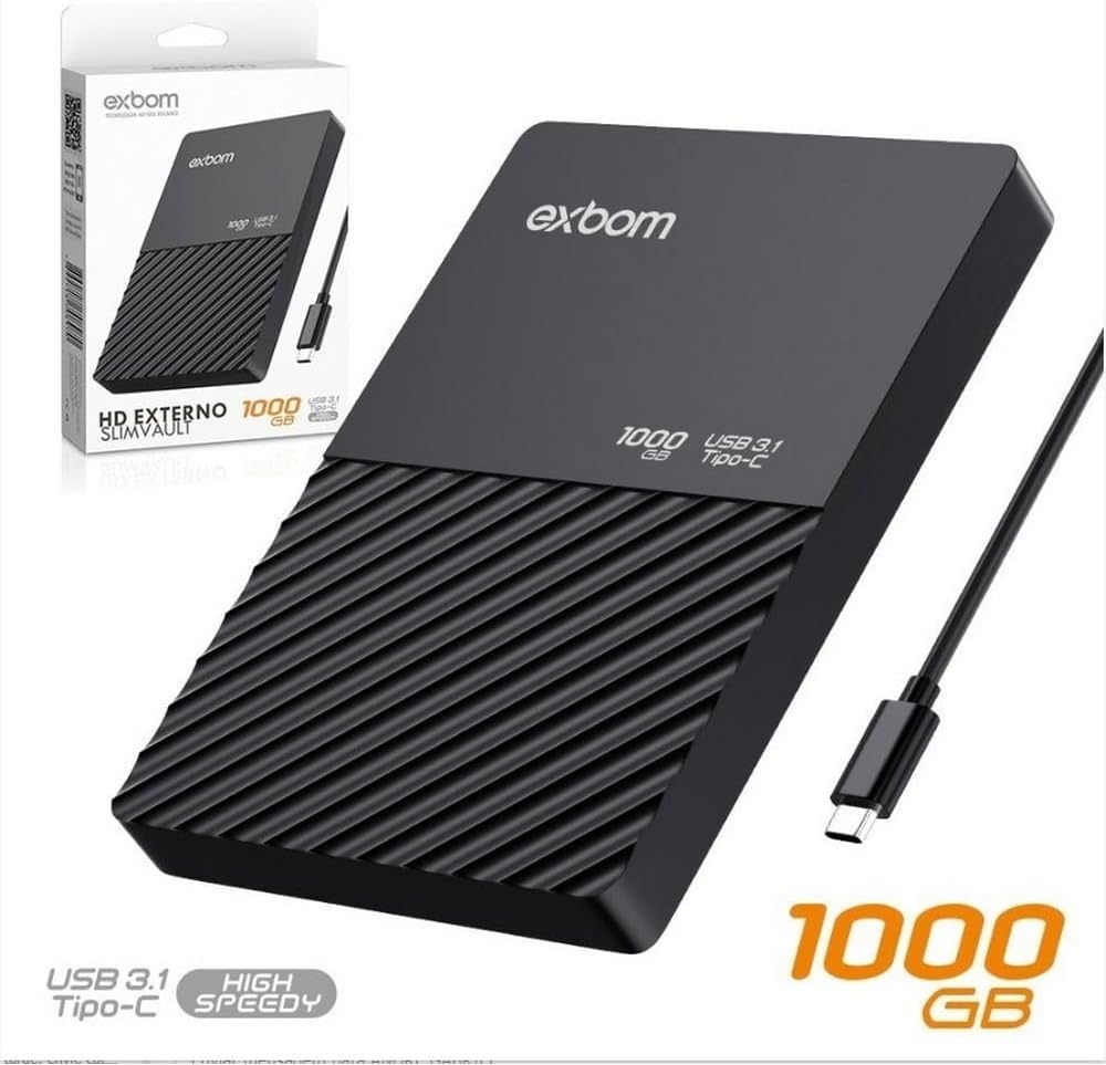 HD Externo 1TB Exbom Portátil USB 3.1 Slim Vault 2.5" HDE-S1TA - Imagem 2