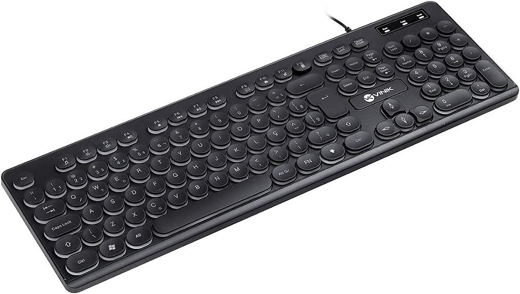 Teclado Vinik TC200 USB Slim com Fio Teclas Chocolate Redondas LED Branco Padrão ABNT2 - Imagem 5