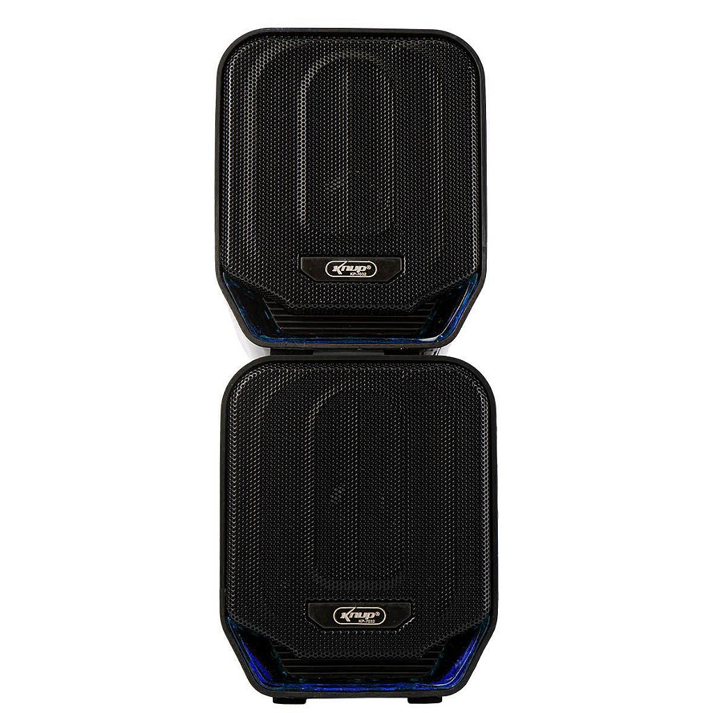 Caixa de Som Knup KP-7032 12W RMS PC Notebook Conexão P2 USB LED Azul - Imagem 4