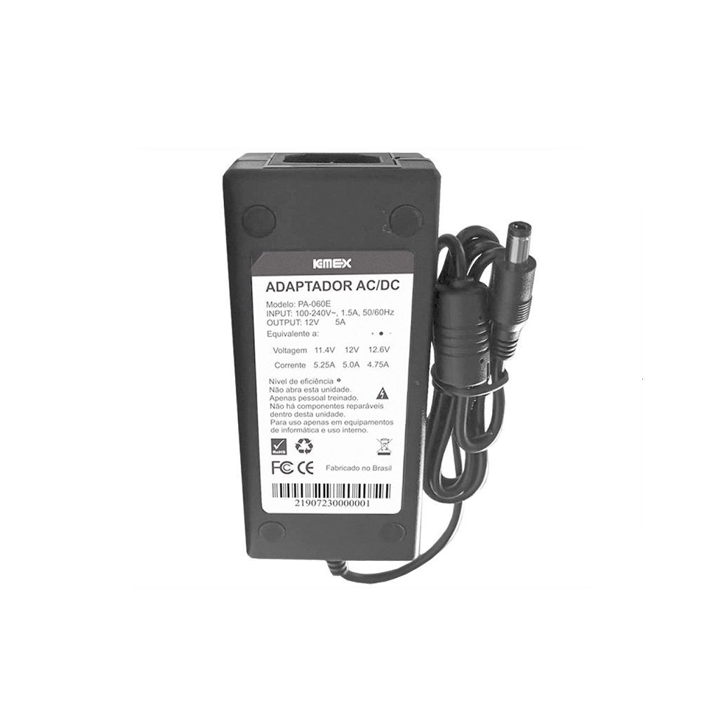Fonte de Alimentação KMEX 12V 5A 60W Bivolt Plug P4 5.5x2.5mm PA060EKS0000B0X - Imagem 3